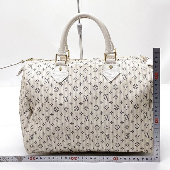 Authentic Louis Vuitton Speedy 30 White Monogram Mini lin Hand Bag mn840-112925 - Picture 2 of 16